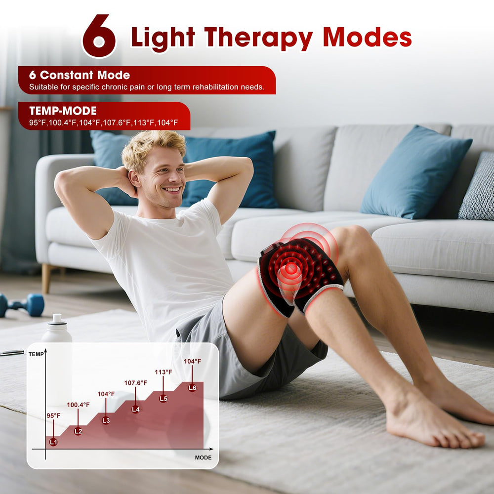 Connova knee brace displays 660nm and 850nm light modes.