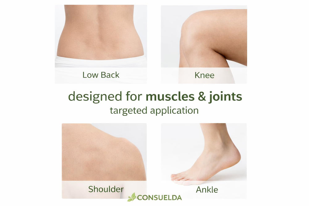Consuelda Comfrey Salve application-knee demonstrates post-activity relief for stressed joints.