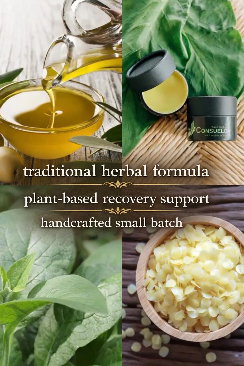 Consuelda Comfrey Salve application-shoulder shows quick soothing after strain.