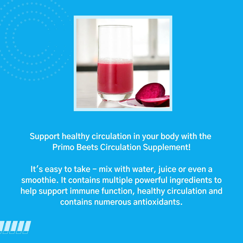 Ginger and turmeric notes inside Primo Beets add bold flavor and antioxidants.