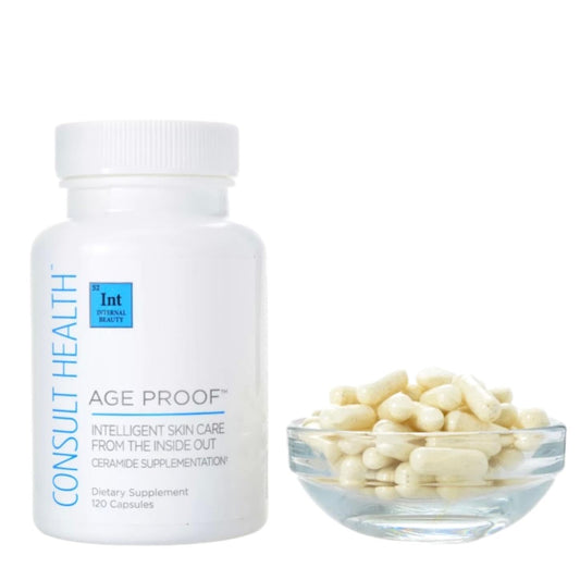 Consult Health Age Proof ceramide capsules bottle showing hydration support