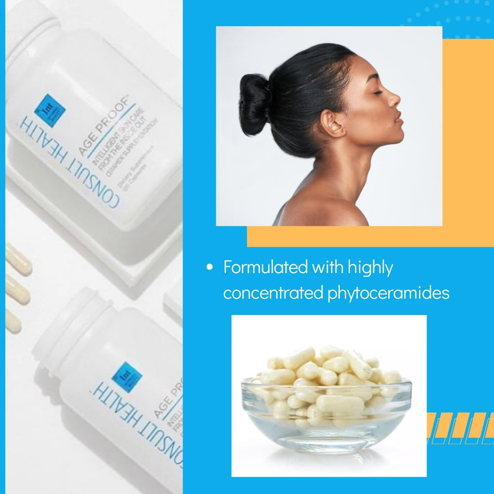 Consult Health Age Proof packaging close-up highlights ceramide and hyaluronic acid