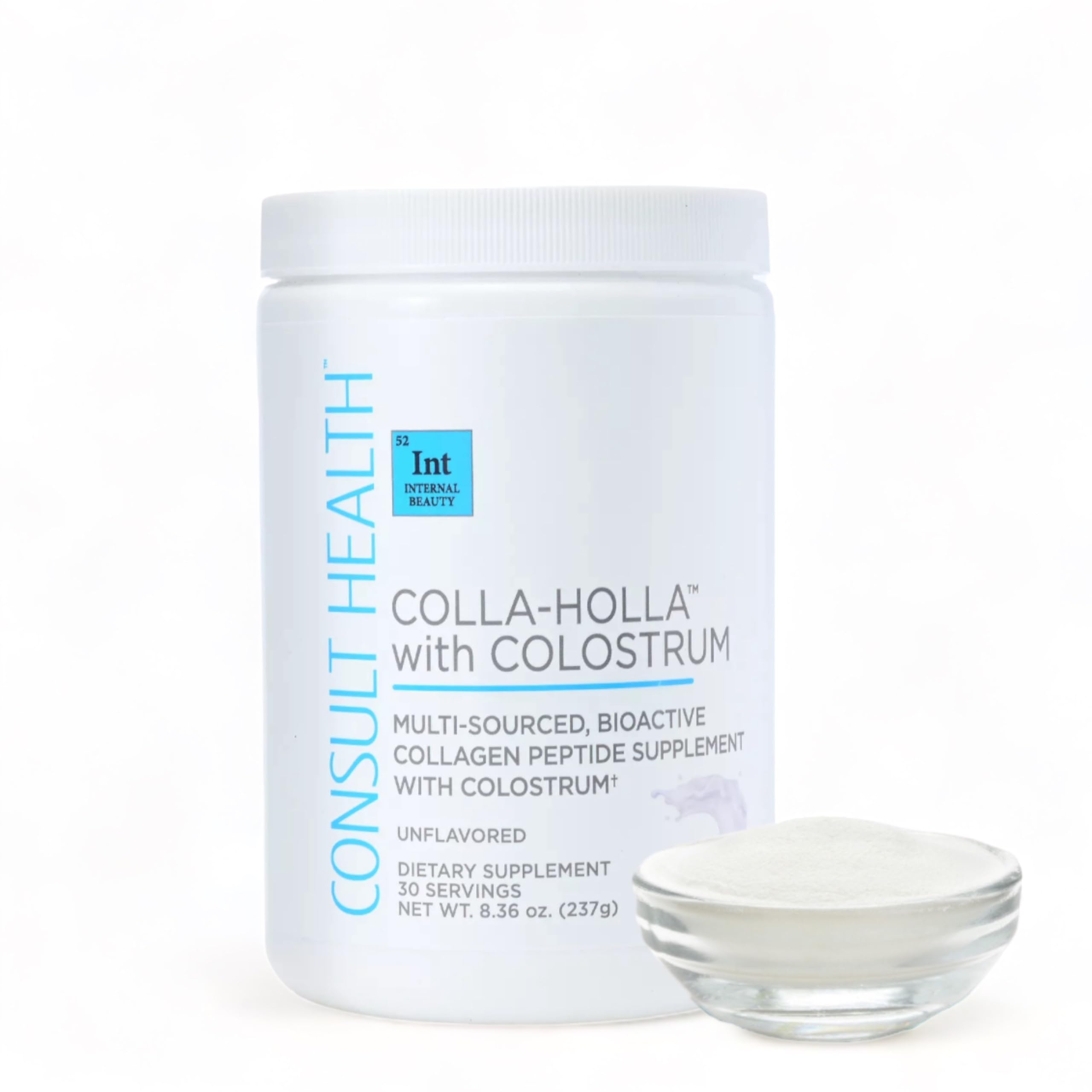 Consult Health Colla Holla immune-colostrum blend featuring colostrum for immune support.