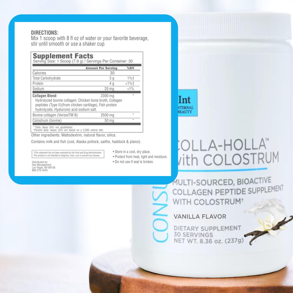 Consult Health Colla-Holla vanilla bottle USA highlights trusted manufacturing