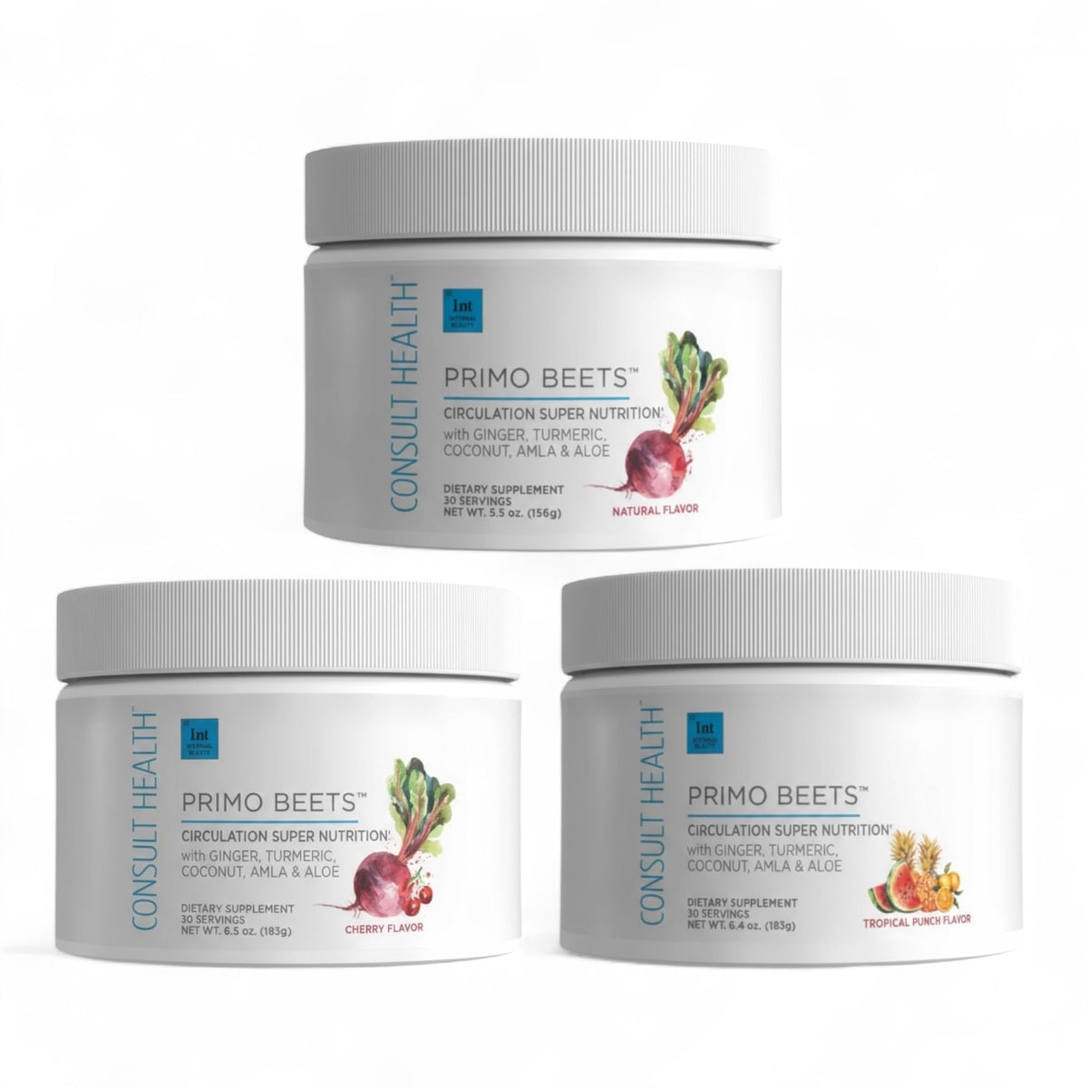 Consult Health Primo Beets cherry bottle shows a flavorful daily circulation support option