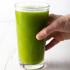 Glass of Primo Celery drink promotes easy hydration and keto-friendly routine.