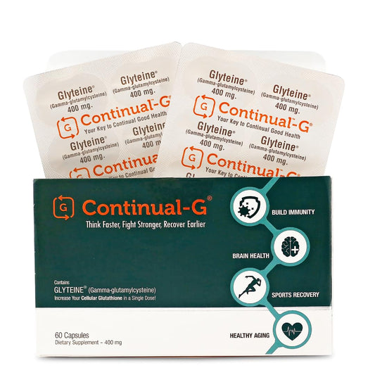 Continual-G Glyteine bottle cap close-up for daily antioxidant support.