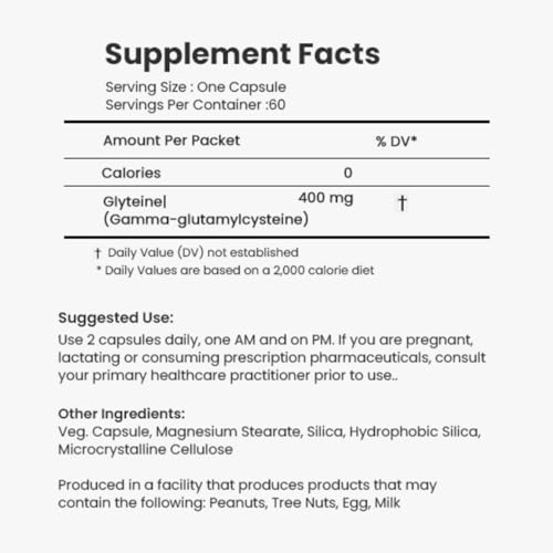 Continual-G Glyteine capsules close-up highlighting 400 mg antioxidant precursor.