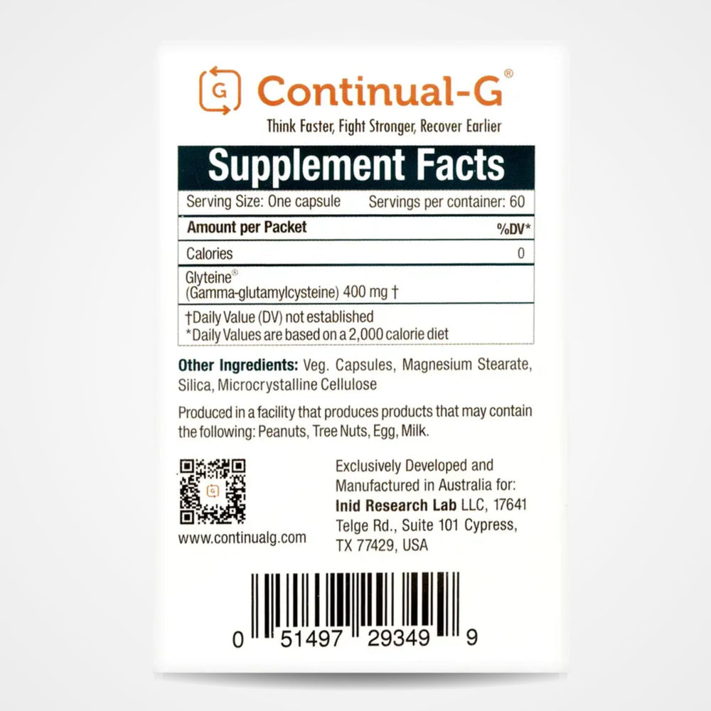 Continual-G Glyteine label view emphasizing liver detox support.