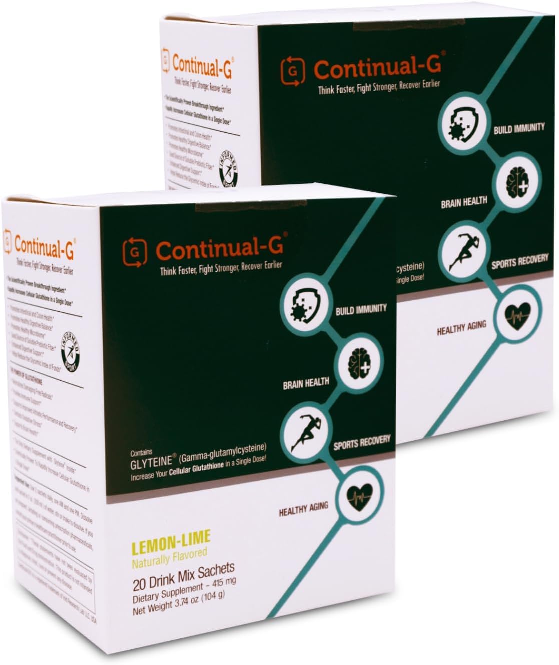 Continual-G powder bottle shown for daily immune support and detox.
