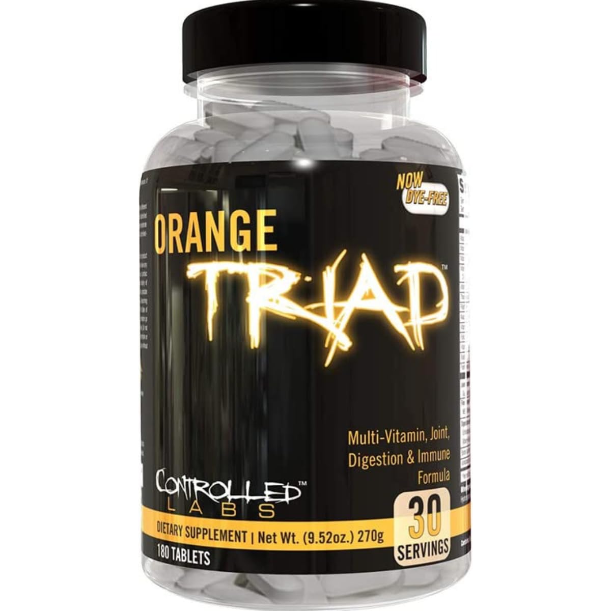 CONTROLLED LABS Orange Triad bottle front for daily joint, digestion, and immune support.