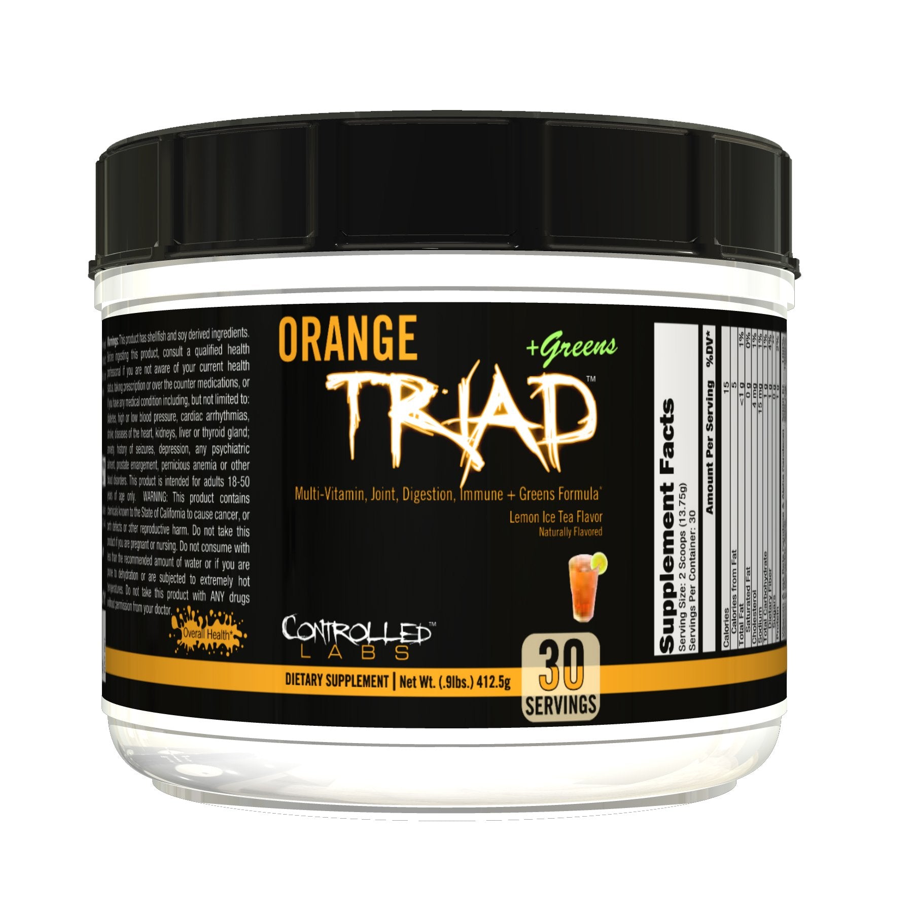 Controlled Labs Orange Triad Plus Greens bottle front view for daily joint support.