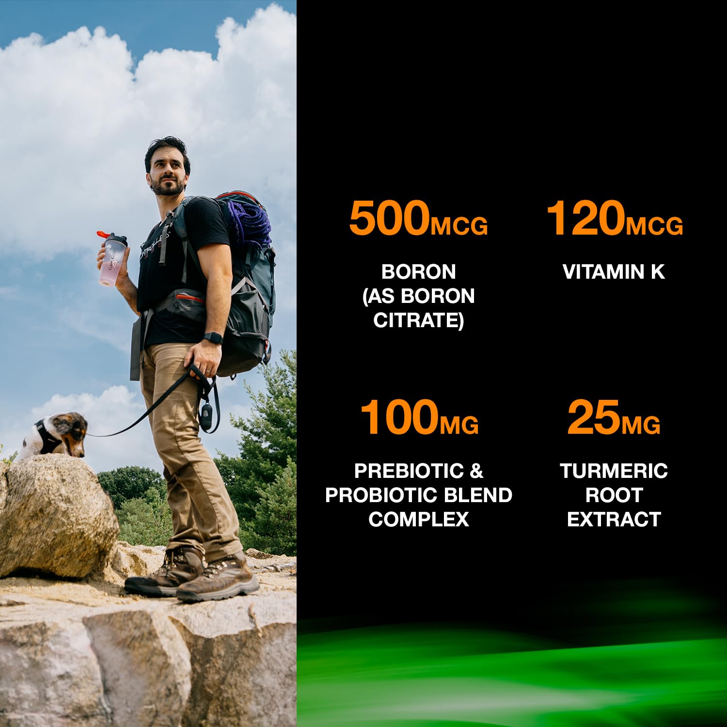 Controlled Labs Orange Triad Plus Greens bottle label close-up highlighting essential ingredients.