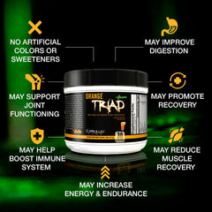 Controlled Labs Orange Triad Plus Greens scoop-in-liquid for convenient daily nourishment.