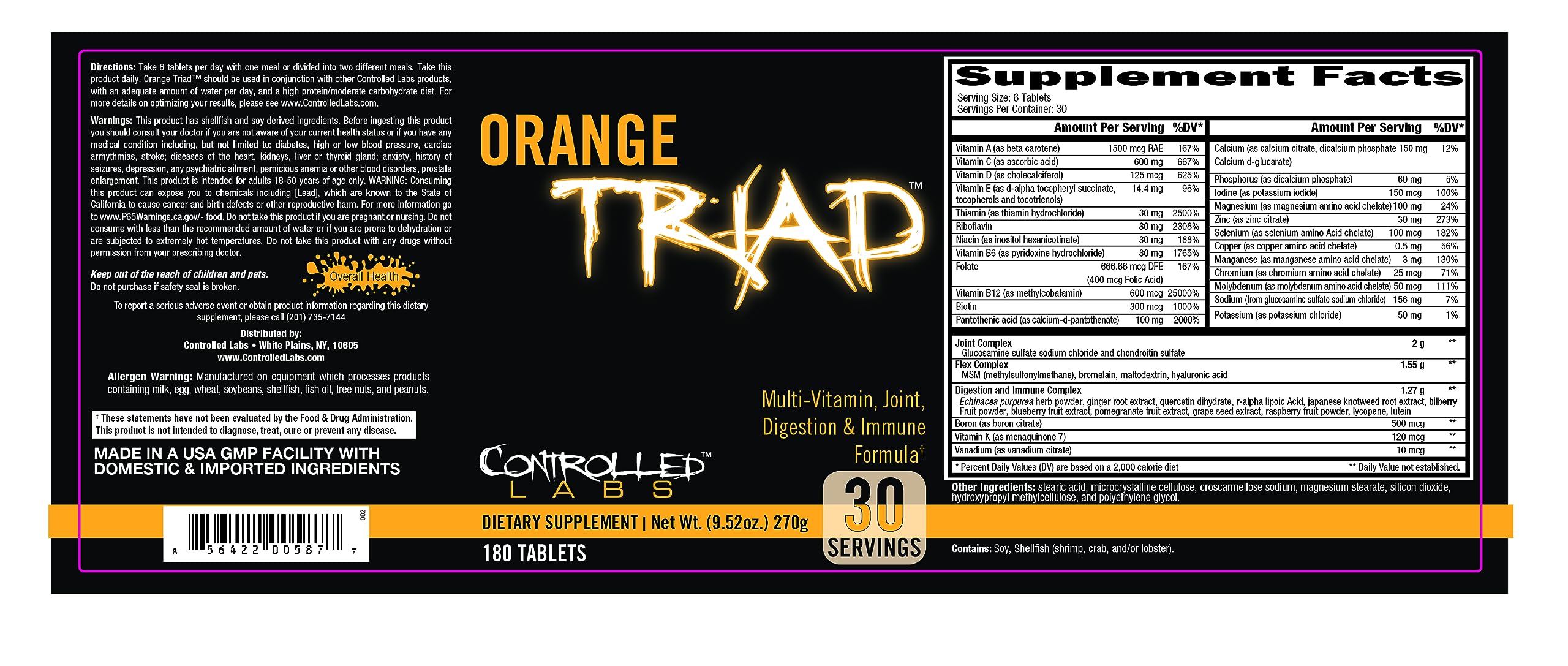 CONTROLLED LABS Orange Triad promotional imagery emphasizing immune support.