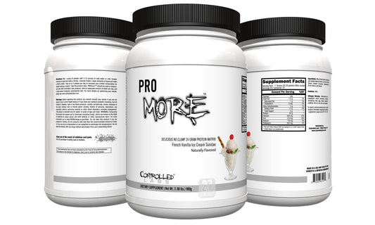 CONTROLLED LABS PROMORE scoop with chocolate flavor for post-workout shake.