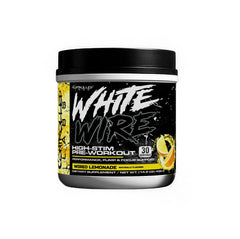 White Wire by CONTROLLED LABS bottle label highlighting a high-stim preworkout formula.