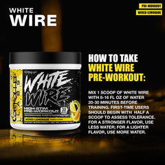 Scoop of White Wire powder ready to mix before training.