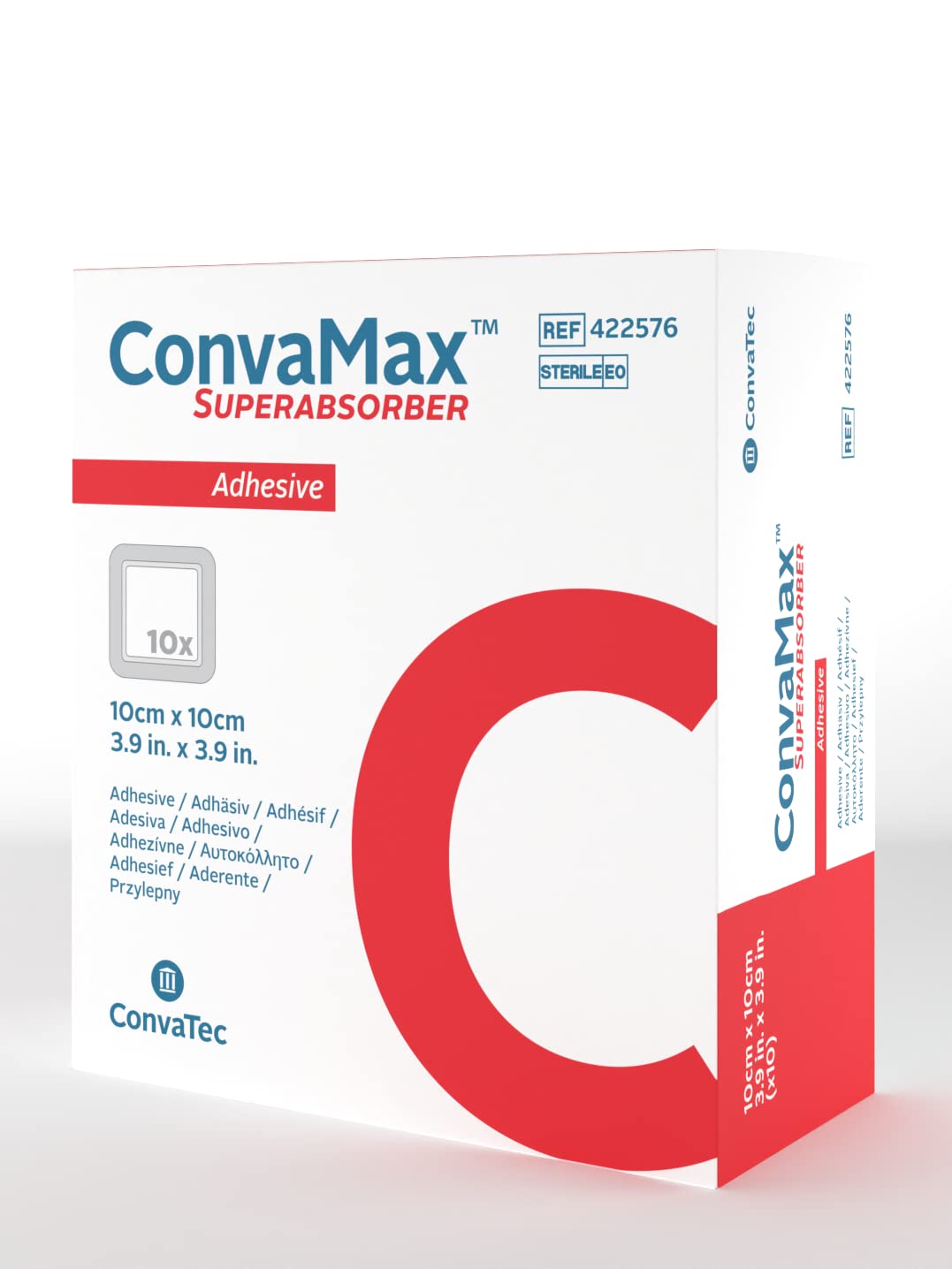 ConvaMax adhesive dressing 4x4 showing secure adhesion and high absorption for exudating wounds