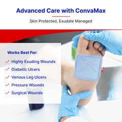 Cross-section of air-permeable nonwoven layer in ConvaMax dressing providing breathability