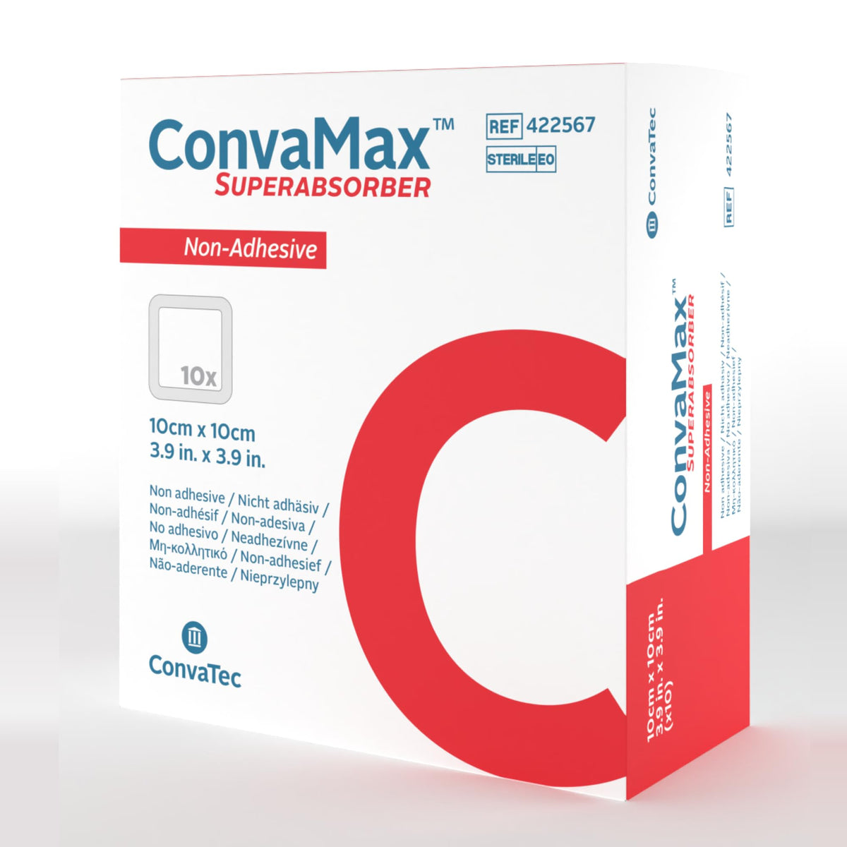 ConvaTec ConvaMax non-adhesive 4x4 dressing, box of 10, sterile for high-exudate wounds