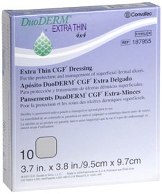 ConvaTec Duoderm CGF Extra Thin Dressing 4x4 protects delicate skin and enables easy showering.