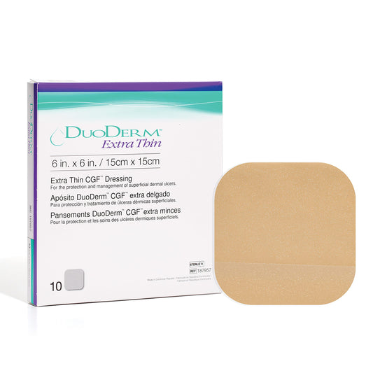 ConvaTec DuoDERM Extra Thin 6x6 dressing packaging in box for sterile wound care