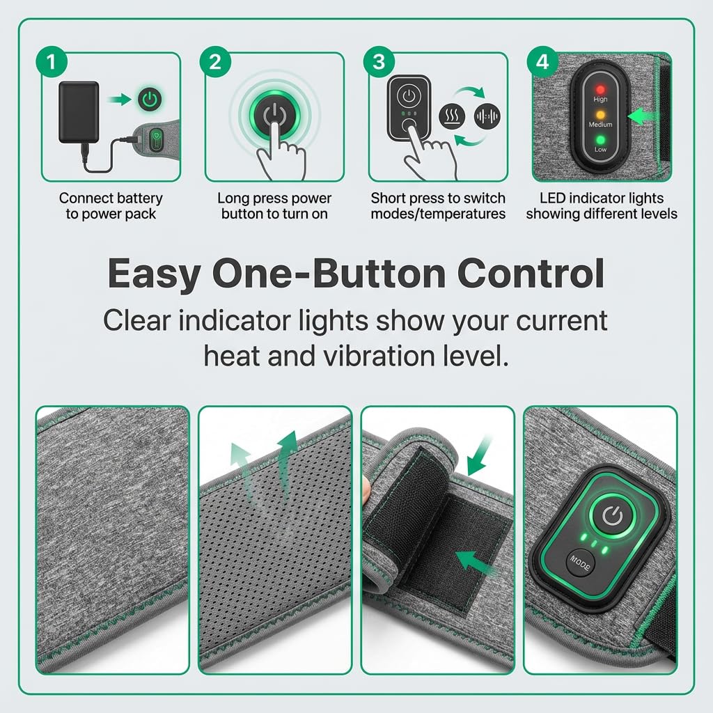 COOLOGIN vibration modes provide soothing massage alongside heat for targeted relief