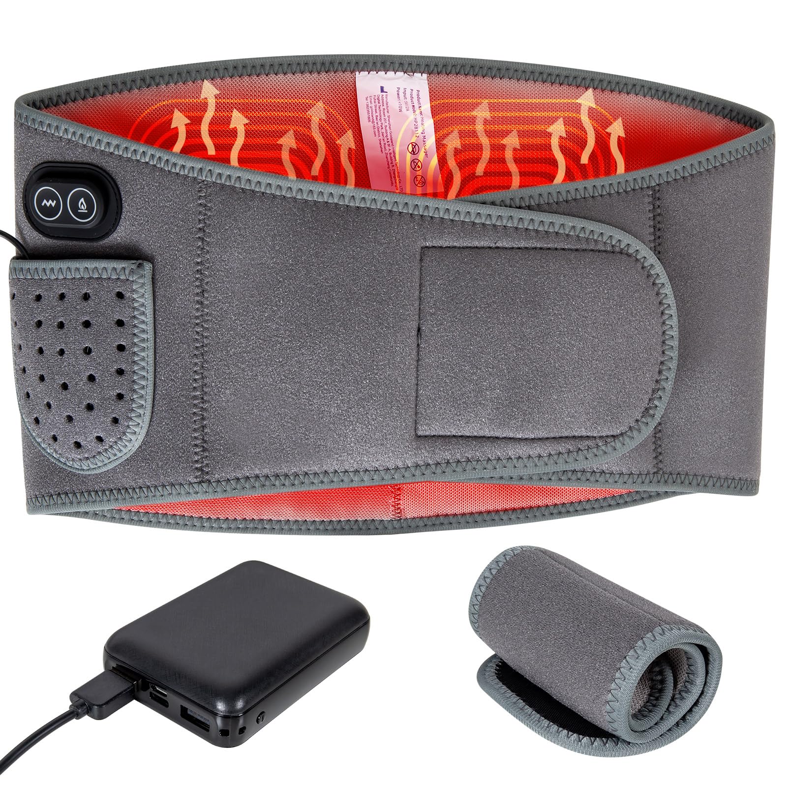 COOLOGIN wireless heating waist belt with battery in pocket for cordless warmth on the go