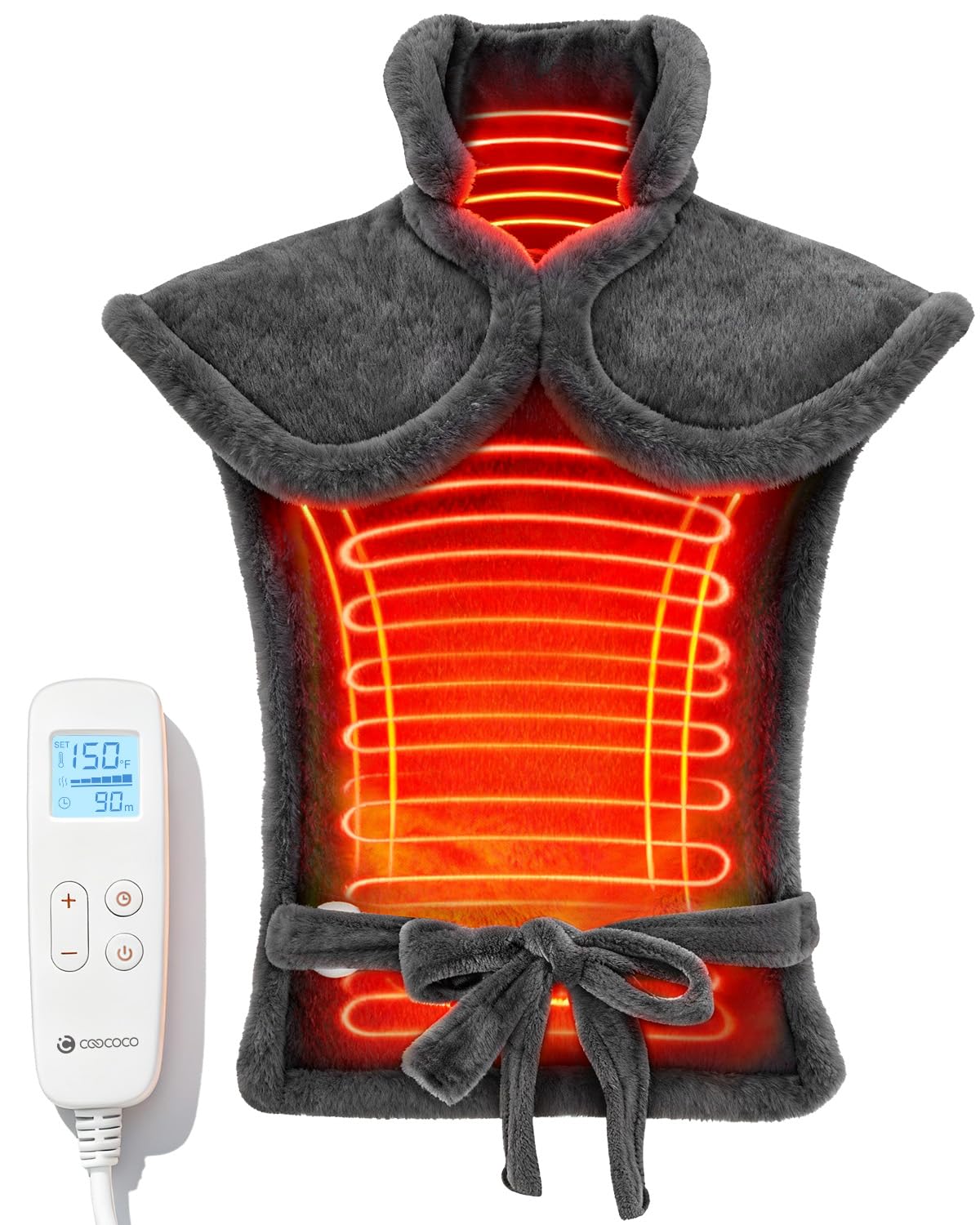 CooCoCo heating pad back relief with wide coverage for soothing warmth.