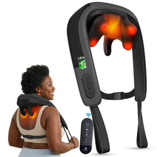 CooCoCo cordless neck massager front view showing compact home use fit