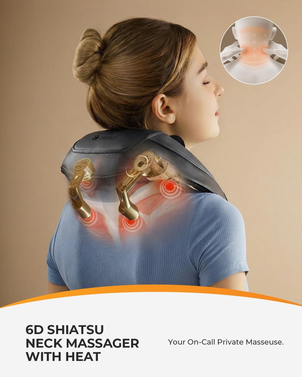 CooCoCo cordless neck massager remote control for easy session adjustments