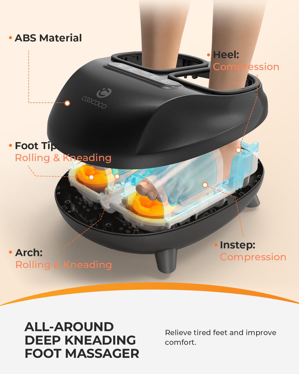 CooCoCo massager fits feet up to 13 inches for versatile use
