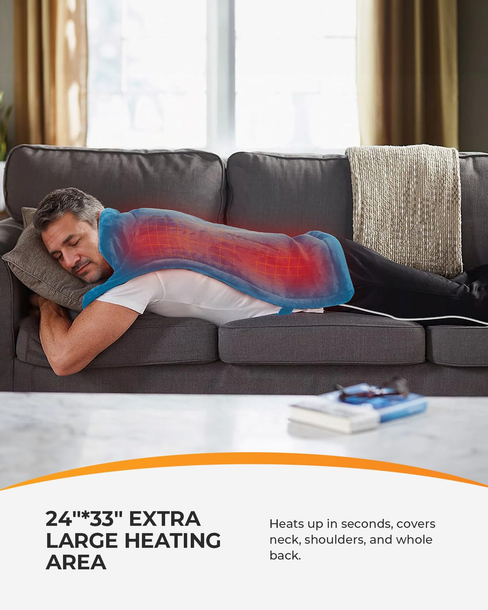 CooCoCo heating pad control panel shows adjustable heat levels.