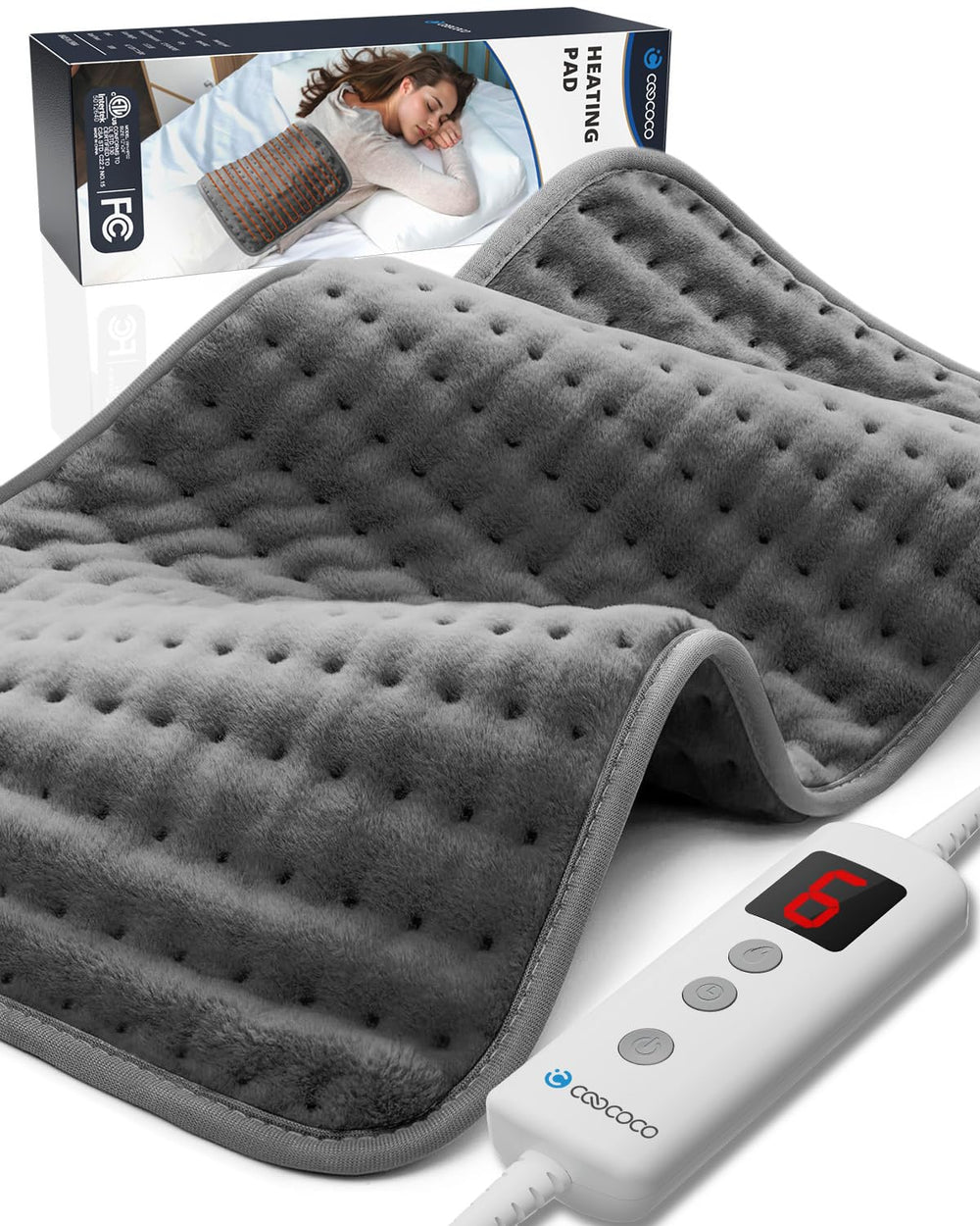 CooCoCo heating pad back-coverage offers full back warmth for targeted relief.