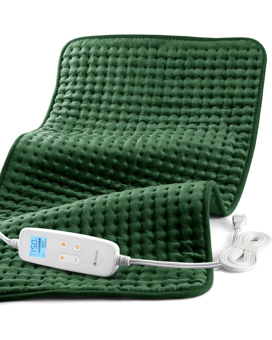 CooCoCo heating pad provides back pain relief with expansive 17x33 inch coverage.