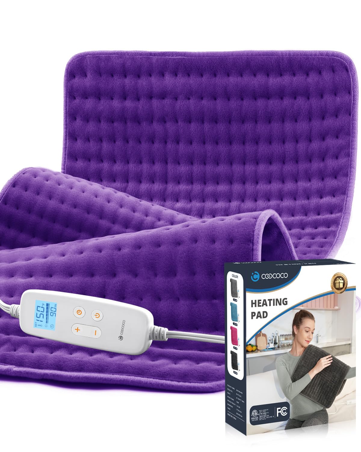 CooCoCo Modena large heat pad provides expansive coverage for back and shoulders.