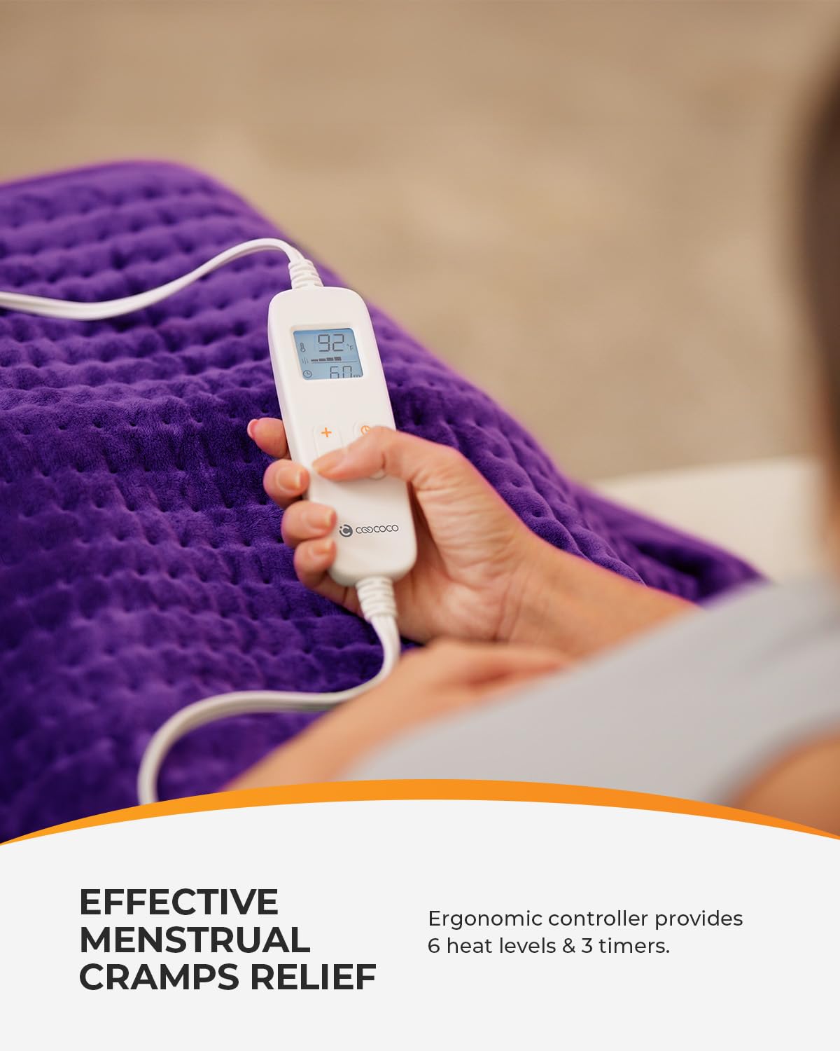 CooCoCo Modena neck and shoulder heat pad soothes tense areas.