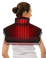 CooCoCo red light therapy pad applied to neck and shoulder for targeted warmth and relief.
