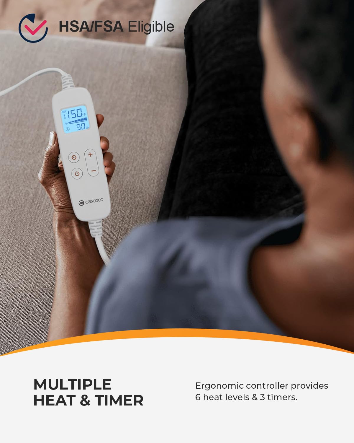 CooCoCo seven-foot cord offers freedom of movement during use.
