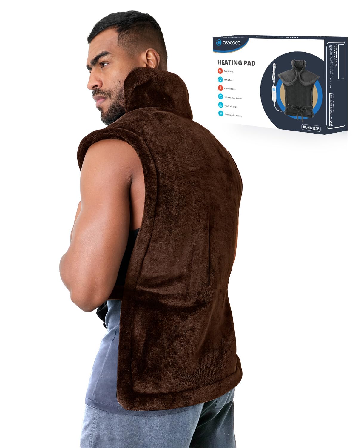 CooCoCo XXL heating pad on bed provides full-body warmth for relaxing relief.