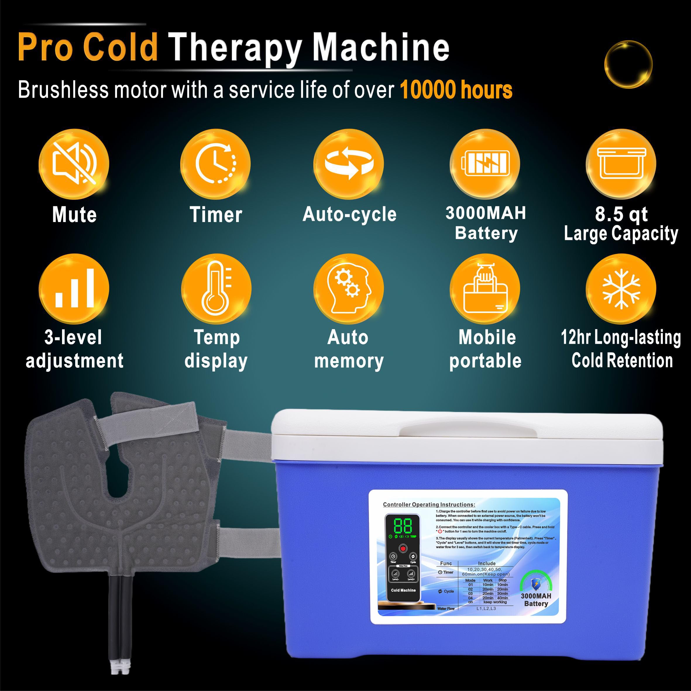 COOLER-TYU cold therapy machine side view highlighting slim profile for storage