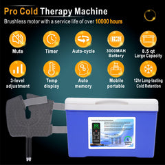 COOLER-TYU cold therapy machine side view highlighting slim profile for storage