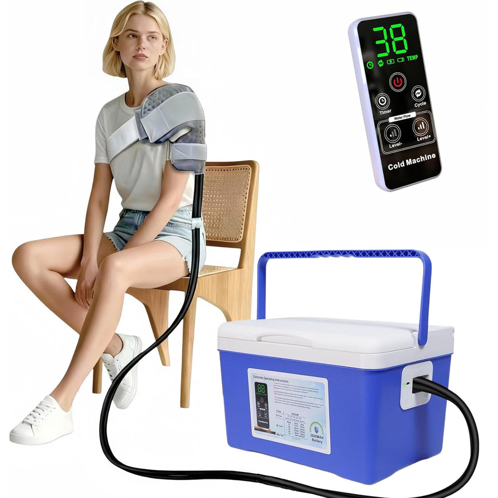 COOLER-TYU front view of the cold therapy machine for home knee care.