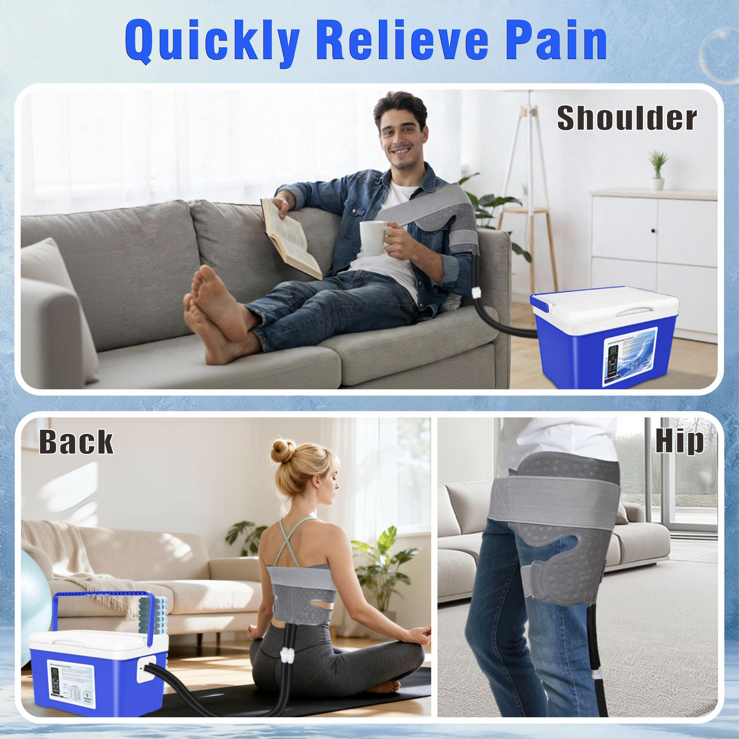 COOLER-TYU portable design for use at home, hospital, or outdoors.