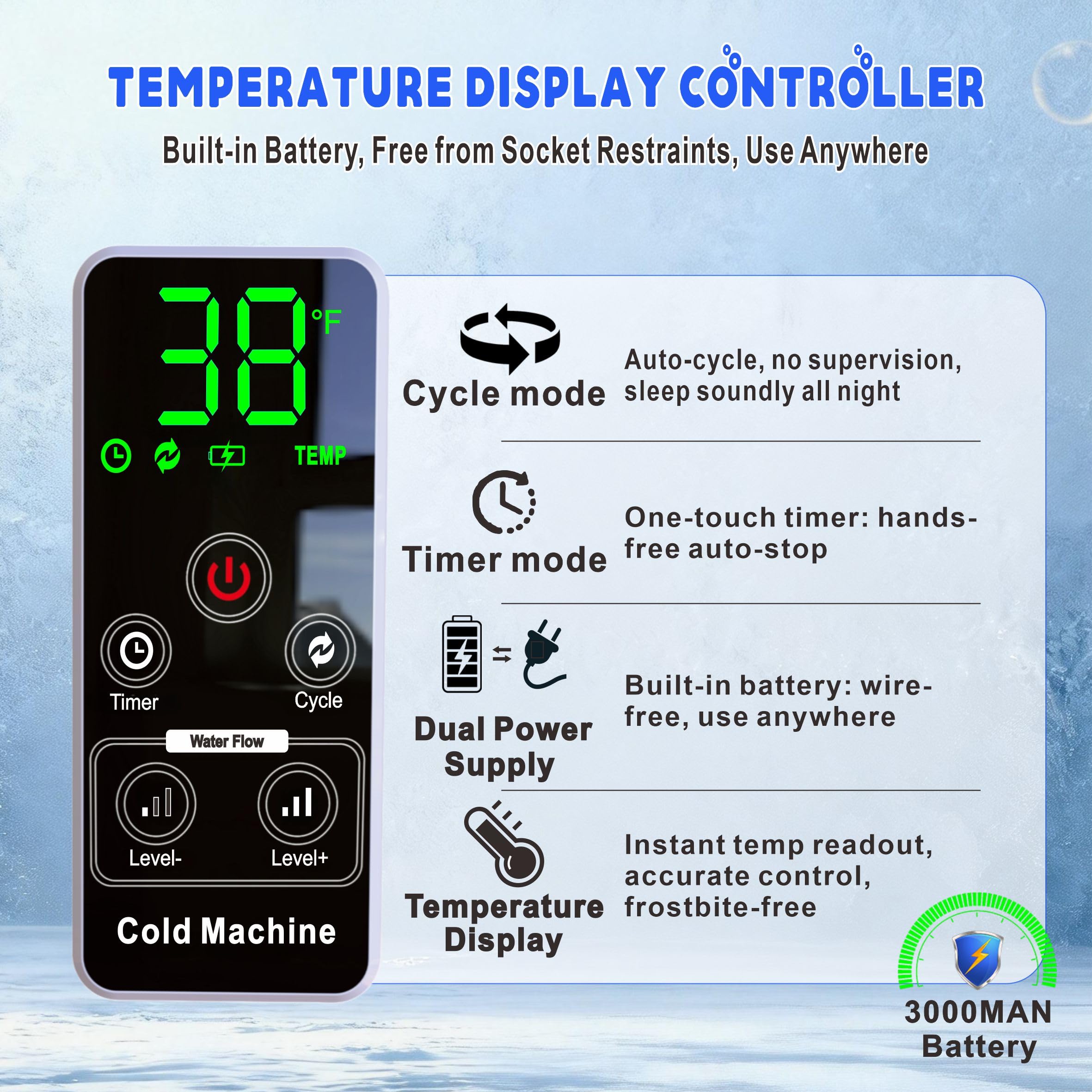 COOLER-TYU three-layer insulated tank maintains cold therapy efficiently.