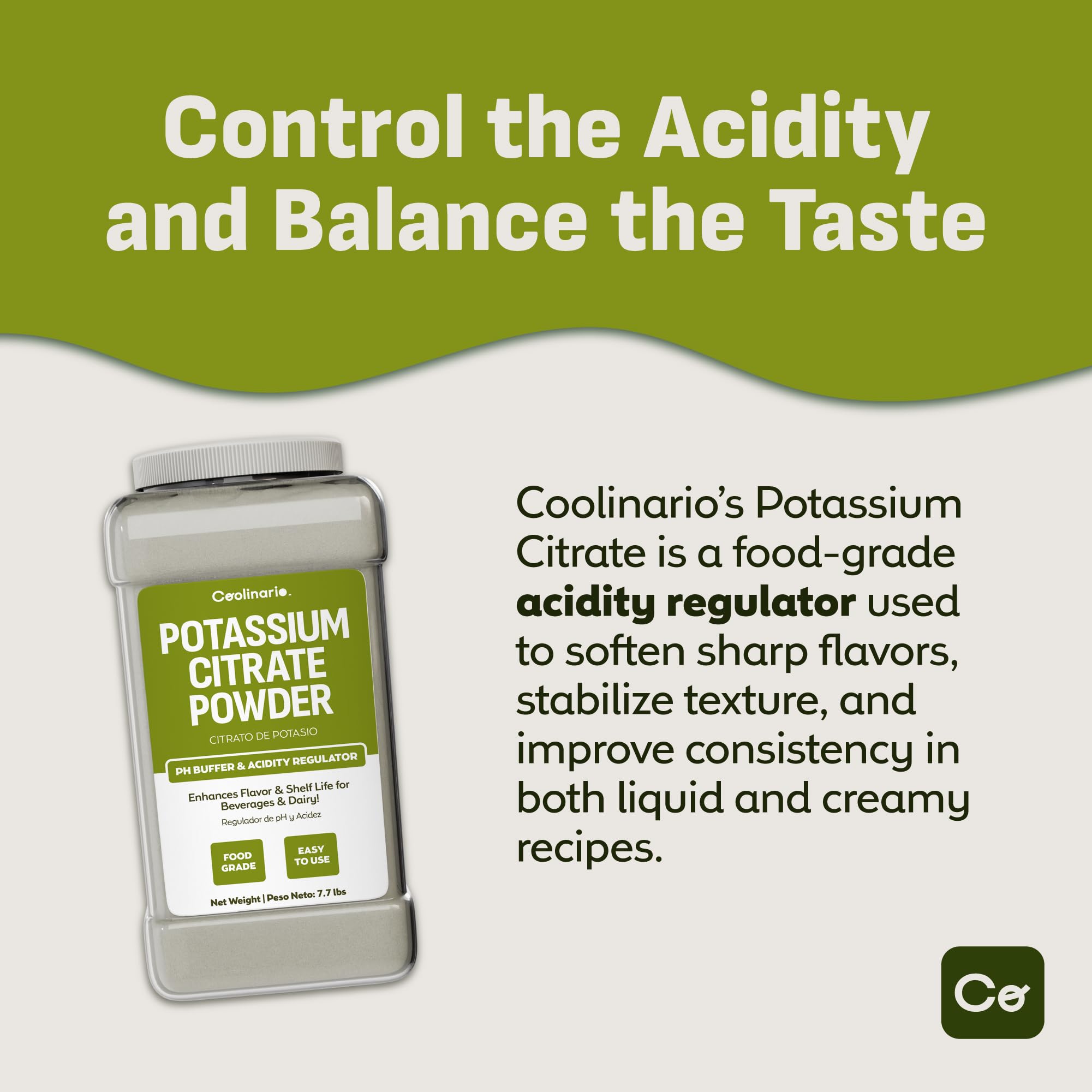 Coolinario potassium citrate powder pouring action shows quick dissolution for drinks.