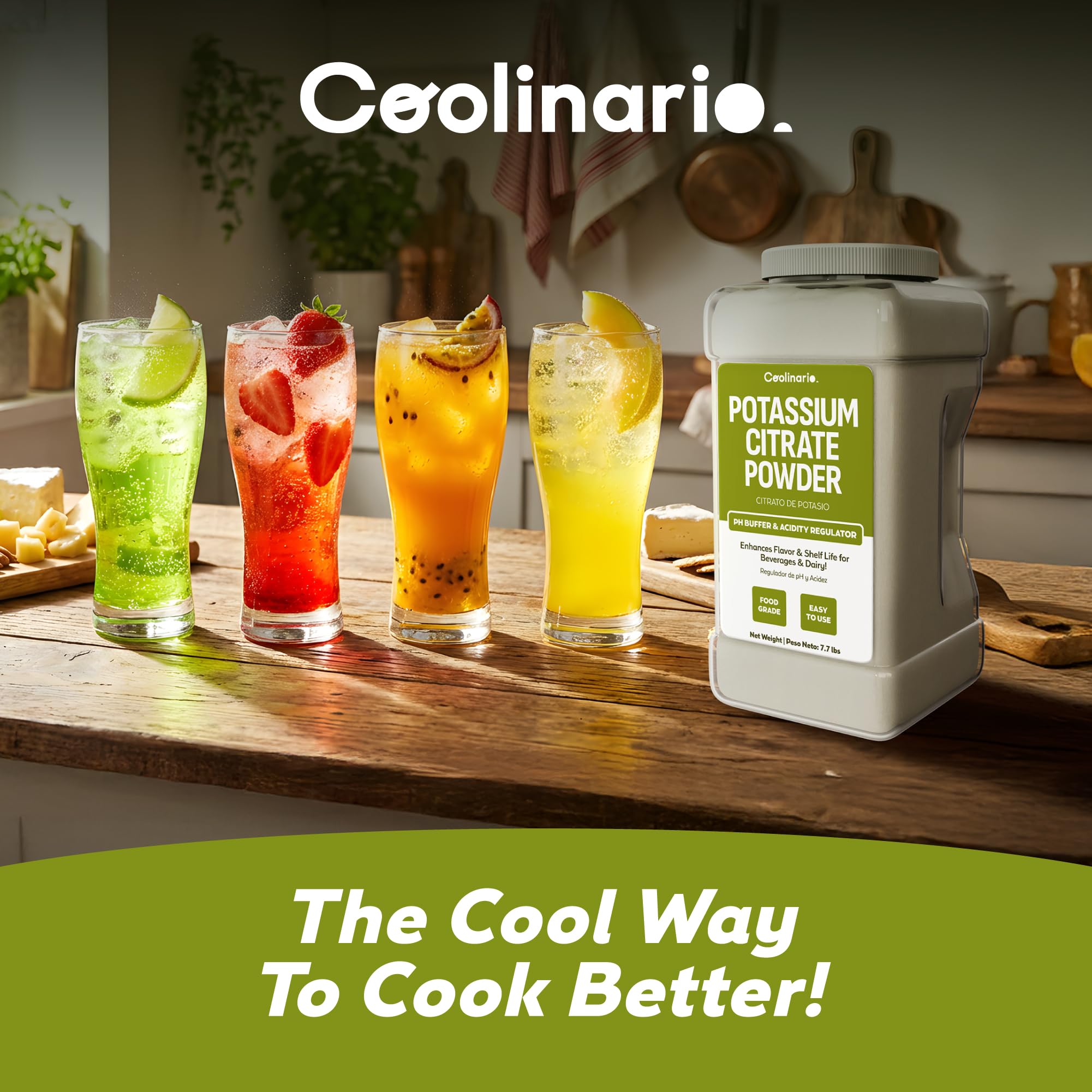 Coolinario potassium citrate powder storage in a cool dry place preserves quality.