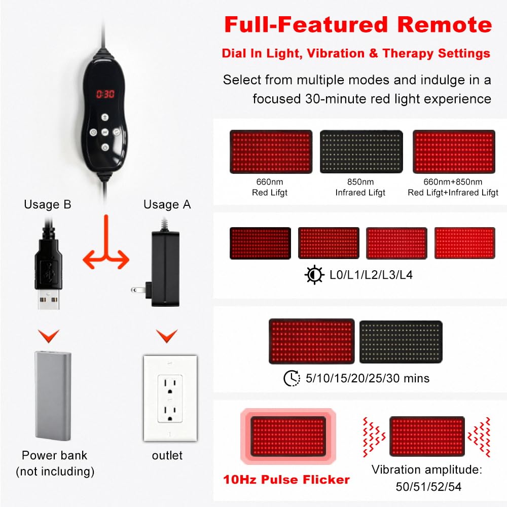 COOLOUS Red Light Therapy Pad full-body coverage view for versatile placement.