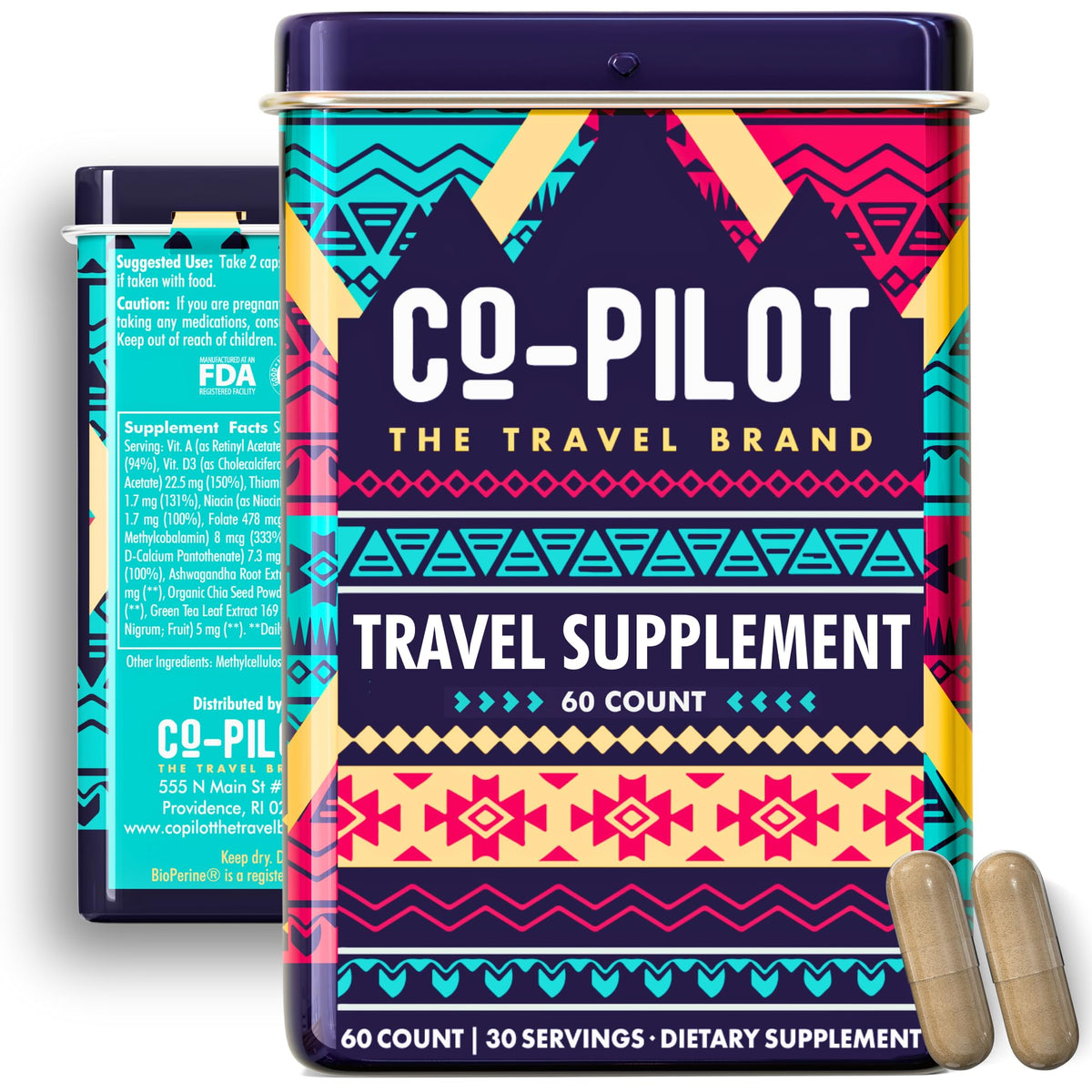 Co-Pilot The Travel Brand jetlag pills support circadian rhythm for smoother travel.